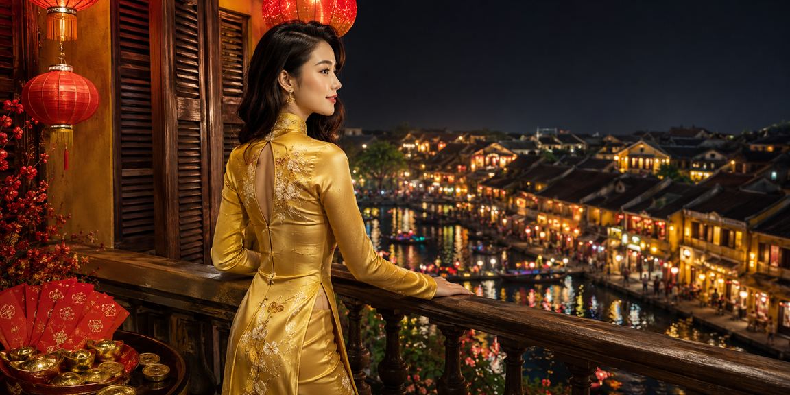 Người hâm mộ theo dõi trận bóng đá tại Hội An với áo dài truyền thống